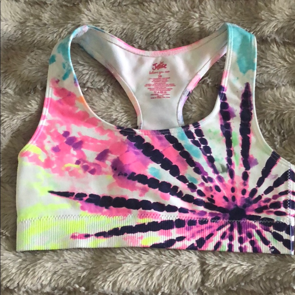 Justice tie dyed sports bra